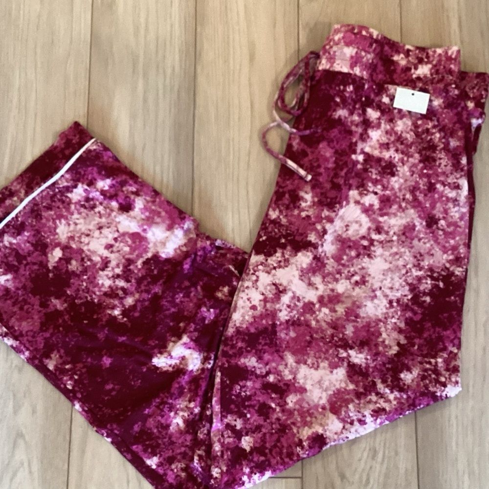 NWT JENNI brand/Macy’s women’s two-piece pajama set pink and wines size XS S M - Picture 12 of 16
